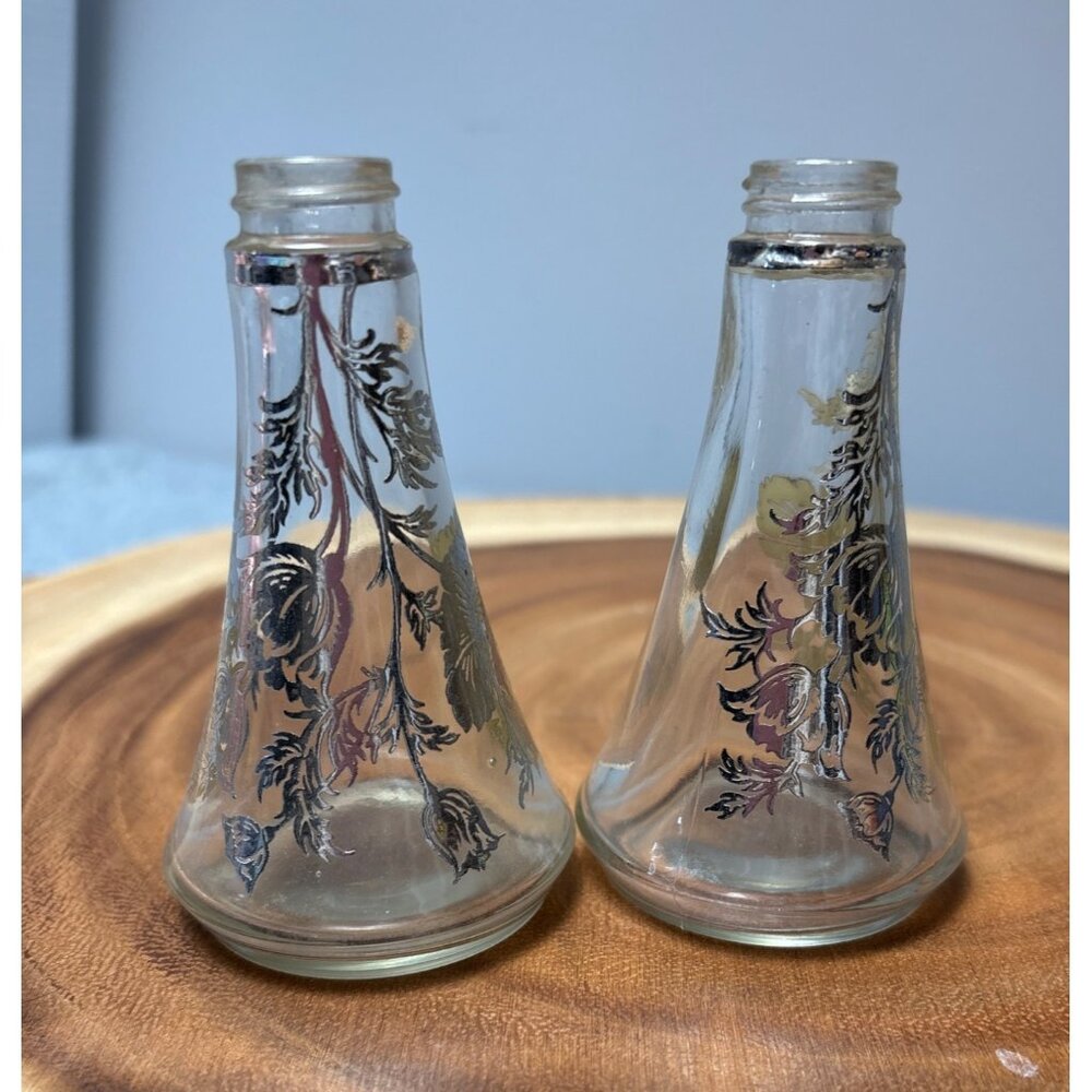 Vintage Silver Overlay Flanders Poppy Salt & Pepper Shakers 1950s